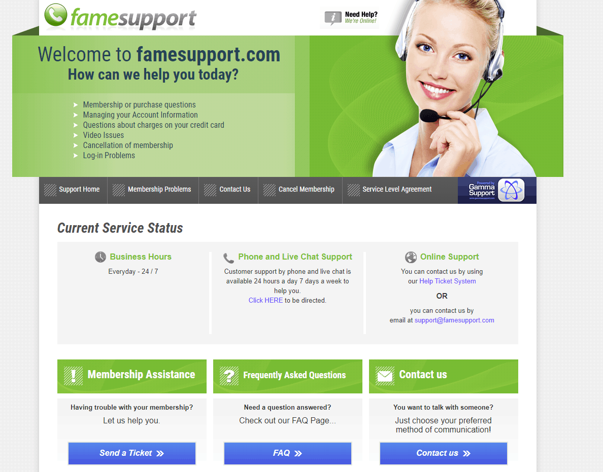 cancel adult time Famesupport homepage