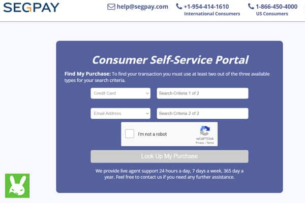 Segpay customer support page